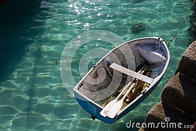 Floating Rowing Boat Stock Photo