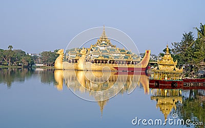 Floating Royal barge Karaweik Stock Photo