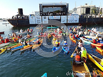 Floating stage in the Inner Harbour in Victoria, Canada Editorial Stock Photo