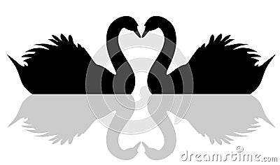 Floating swan love symbol Vector Illustration