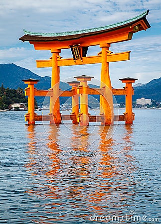 The floating Torii Gate, Miyajima island, Hiroshima, Japan Stock Photo