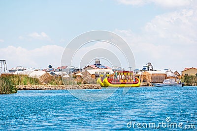 Floating Uros Islands on Lake Titicaca in Peru Editorial Stock Photo