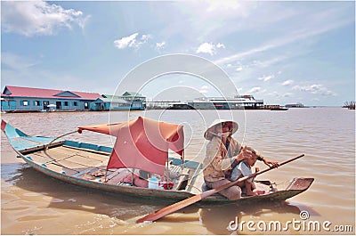 Floating Village, Cambodia Editorial Stock Photo