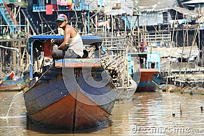 Floating village in Cambodia Editorial Stock Photo