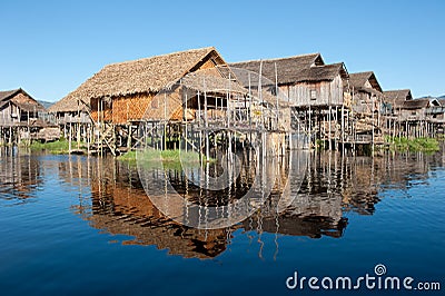 Floating village at Inle Lake, Myanmar Stock Photo