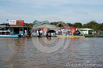 Floating Village. Tonle Sap Lake. Cambodia. Editorial Stock Photo