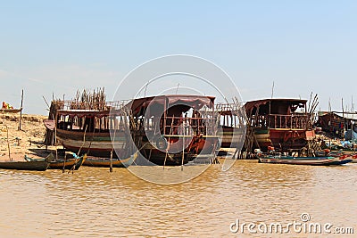 Floating village on the Tonle Sap lake Cambodia, Siem Reap Stock Photo