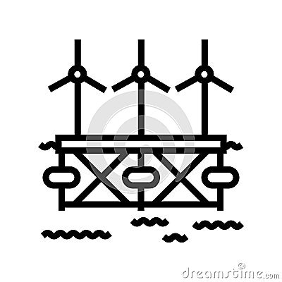 floating wave platform line icon vector illustration Cartoon Illustration