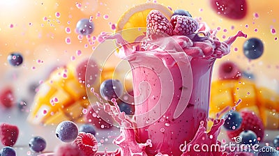Floating weightlessly in pure brightness a d of a refreshing smoothie blend generative AI Stock Photo