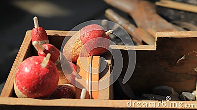 Floats and plumbs for fishing Stock Photo