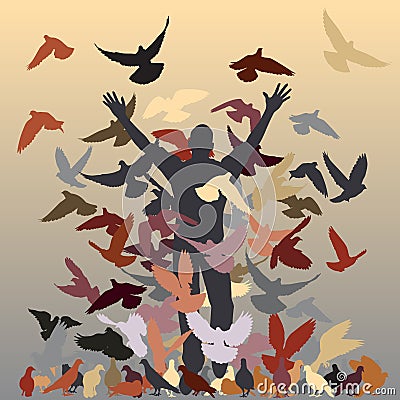 In the flock Vector Illustration