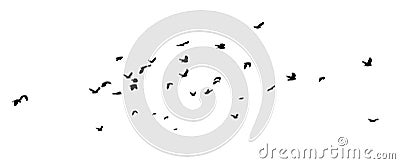 A flock of flying birds. A large flock of flying crows. Vector illustration Vector Illustration