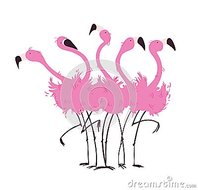 Flock of flamingos vector illustration Vector Illustration