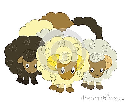 A flock of sheep Cartoon Illustration