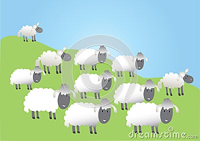 A flock of sheep Vector Illustration
