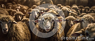 A flock of sheep Generative AI Stock Photo