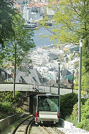 The Floibanen funicular Stock Photo
