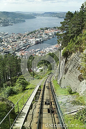 The Floibanen funicular Stock Photo