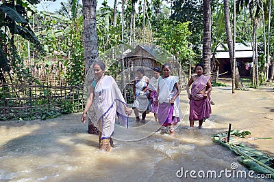 Flood affect in Assam of India Editorial Stock Photo