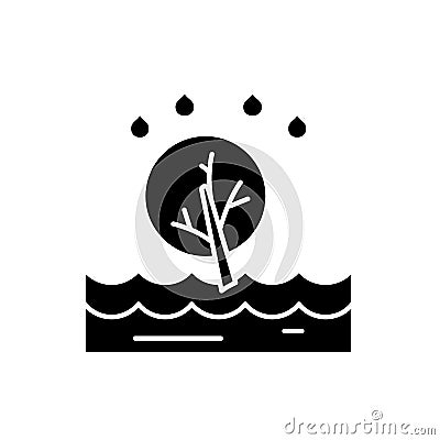 Flood black icon, vector sign on isolated background. Flood concept symbol, illustration Vector Illustration