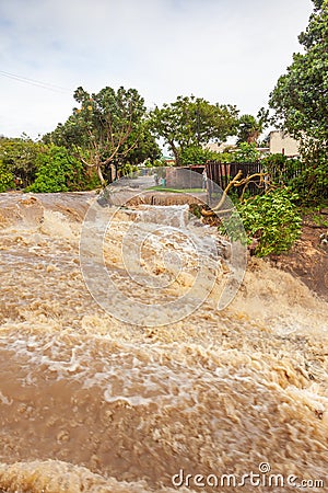 Flood in Bushmans River in South Africa Stock Photo