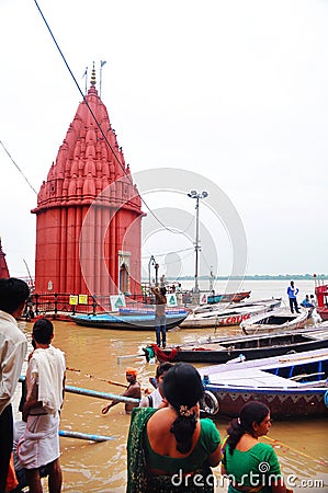 Flood-hit Varanasi ghats Editorial Stock Photo