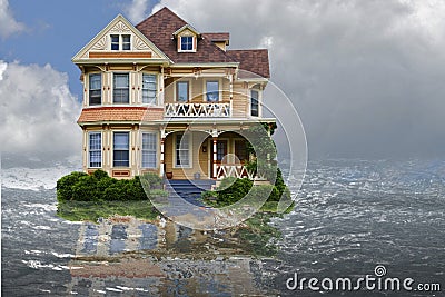 Flood House Stock Photo