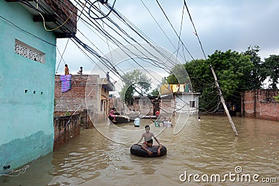 Flood in India Editorial Stock Photo