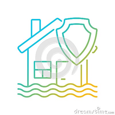 Flood insurance case gradient linear vector icon Vector Illustration