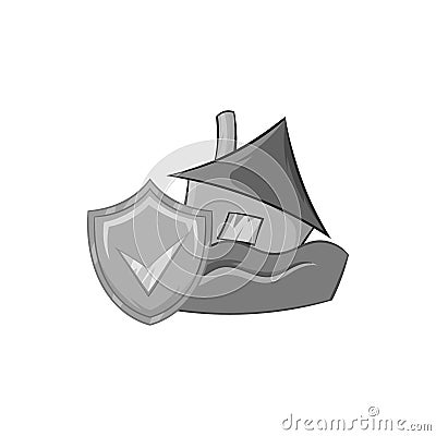 Flood insurance icon, black monochrome style Vector Illustration