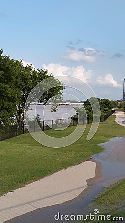 Flood 2019 Jenks river walk Arkansas river Editorial Stock Photo