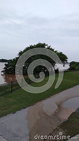 Flood 2019 Jenks river walk Arkansas river Editorial Stock Photo