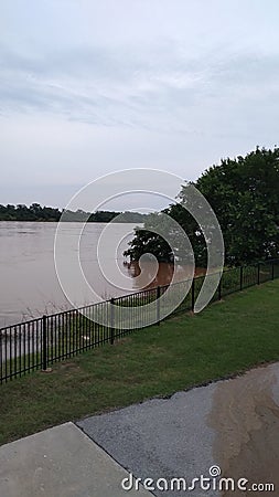 Flood 2019 Jenks river walk Arkansas river Editorial Stock Photo