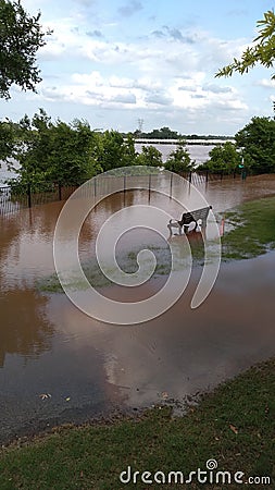 Flood 2019 Jenks river walk Arkansas river Stock Photo