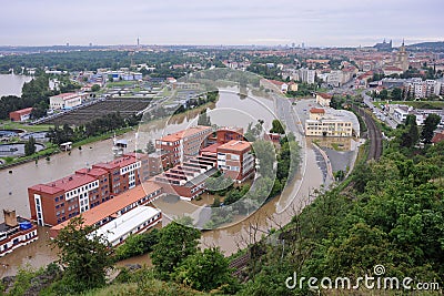 Flood in Prague Stock Photo