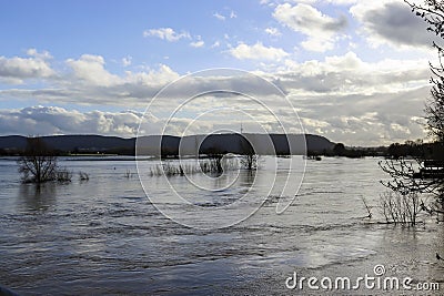 Flood from the river Weser in Minden, NRW, Germany Stock Photo