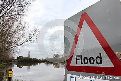 Flood Sign Warning by Flood Stock Photo