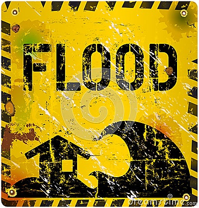 Flood warning sign, Vector Illustration