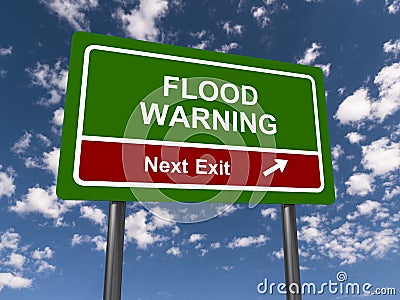 Flood warning traffic sign Stock Photo