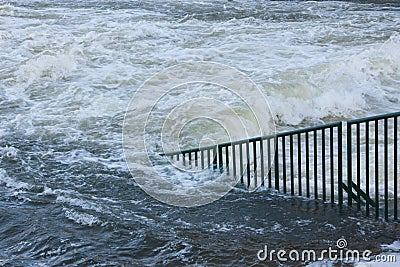 Flood water raging away Stock Photo