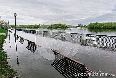 Flood waters in park Stock Photo
