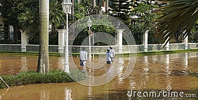 Flood in West Jakarta, Indonesia Editorial Stock Photo