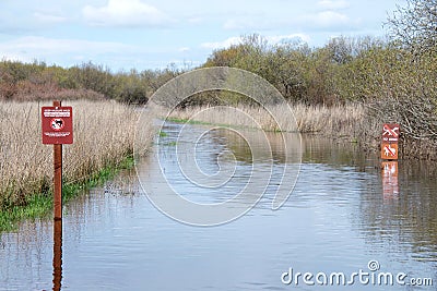 Flooded hiking trail Stock Photo