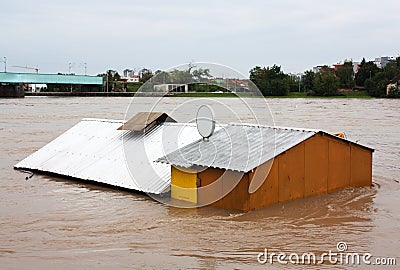 Flooded house Stock Photo