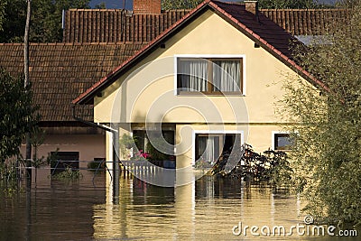 Flooded house Stock Photo