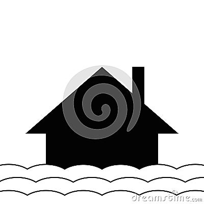 Flooded house under water vector Vector Illustration