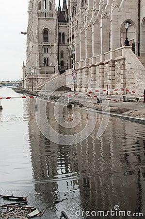 Flooded Street, Budapest Editorial Stock Photo