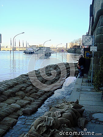 Flooding Elb River Editorial Stock Photo