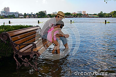 Flooding near the Chao Phraya River in Bangkok Editorial Stock Photo