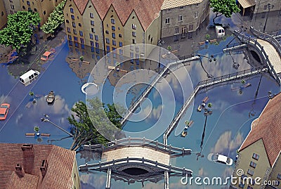 An flooding town Stock Photo